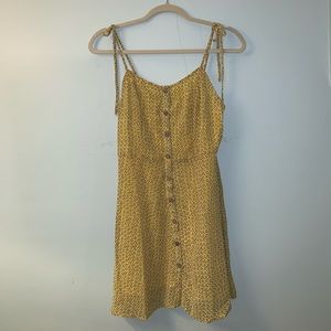 yellow, button front skater dress